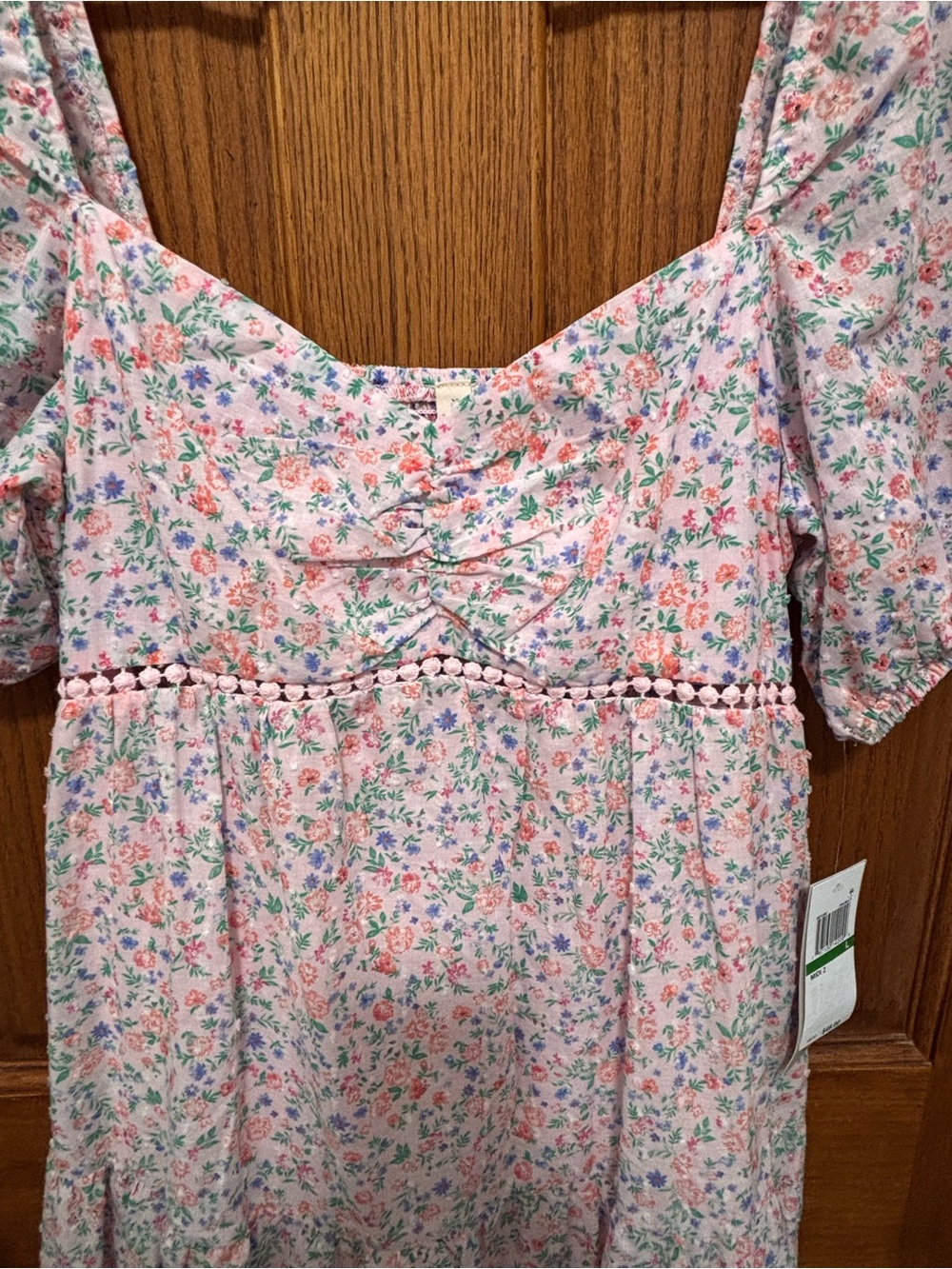 Kingston Grey Pink Floral Midi Dress with Puff Sleeves. Sz L. NWT - Picture 3 of 12
